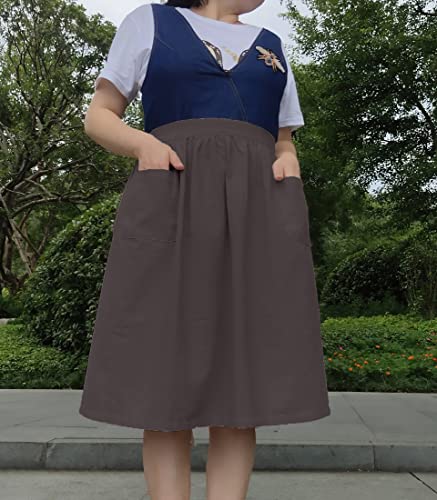 Unisex Chef Aprons White Retro Cotton Maid Short 2 Pockets Waist Waiter Waitress Half Apron - color: Cotton Grey