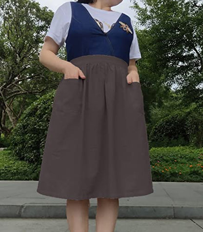 Unisex Chef Aprons White Retro Cotton Maid Short 2 Pockets Waist Waiter Waitress Half Apron - color: Cotton Grey