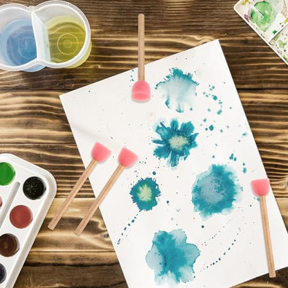 40 Pack Round Sponge Foam Brush 0.6'' Paint Sponge Brush Wooden Handle Foam Brush Foam Paint Brushes for Painting Crafts(0.6 Inch)