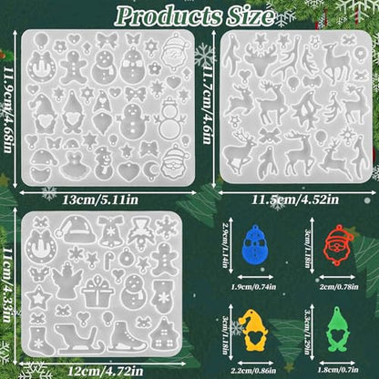 6 Pack Christmas Resin Earring Molds with Holes, Various Shapes Elk Santa Claus Snowman Gingerbread Man Angel Silicone Mold for Earring Pendant Christmas Theme Jewelry Gift - color: 6 Pcs Christmas Theme Earring Molds