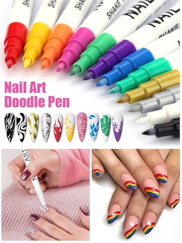 Kalolary 3D Nail Art Pens Set 12 Color Nail Art Marker - color: A