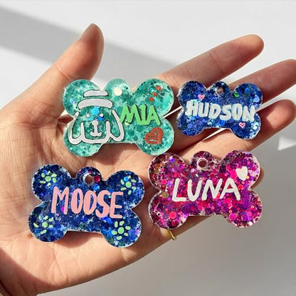 ResinWorld Set of 2'' & 1.5'' Dog Bone Silicone Molds with 15Pcs Key Ring & 15pcs Jump Ring, Pet Tag Mold for Resin Casting