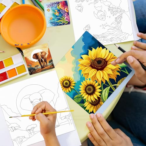 Sherr 12 Pcs Pre Drawn Canvas for Adults,Mixed Style,8 x 8 Inch | Pre Printed Canvas, Sip and Paint Party Canvas Painting Kit, for Holiday Painting Crafts Favor - size: 8 x 8 Inch, style: Mixed Style