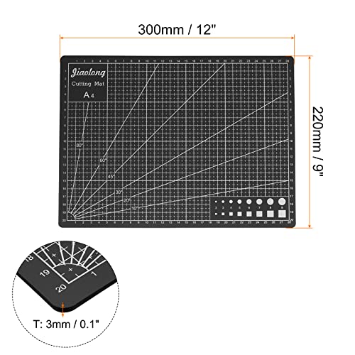 HARFINGTON A4 Self-Healing Cutting Mat 12"x9" Double-Sided Craft Cutting Board for DIY Art Work Sewing Cutting, Black - color: Black, size: 12"L x 9"W