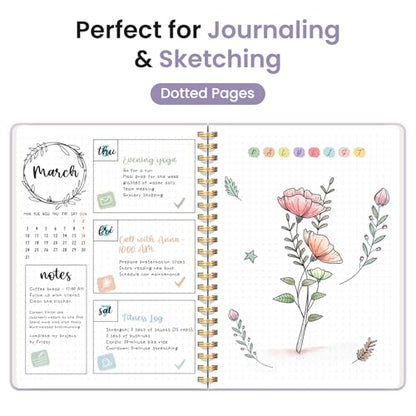 Taja Dotted Spiral Journal Notebook for Women & Men, 140 Pages, Dotted Notebook for Journaling & Note Taking, Journals for Writing, A5(5.7" x 7.9") – Purple - color: E.Purple, style: b-Dotted