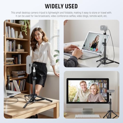 NEEWER Webcam Stand Tripod for Desk, Mini Desktop Tripod with Cell Holder Compatible with Logitech Anker Emeet Webcam Ring Light for Video Recording Live Streaming Zoom Call, Max Load 2.2lb/1kg, ST45B - style: ST45B