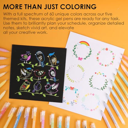 Grabie Acrylic Gel Pens Coloring Kit with Book, Pack of 12 Summer Colors - color: Summer Colors