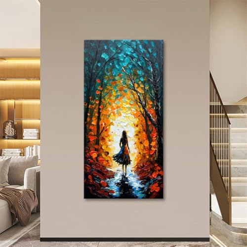 Alenoss Hand Painted Modern Oil Paintings on Canvas Wall Art | Vertical Abstract Wall Art, Textured Wall Painting For Living Room Bedroom - color: AL-B104