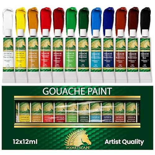 MyArtscape Gouache Paint Set - 12 x 12ml Artist Gouache Paints