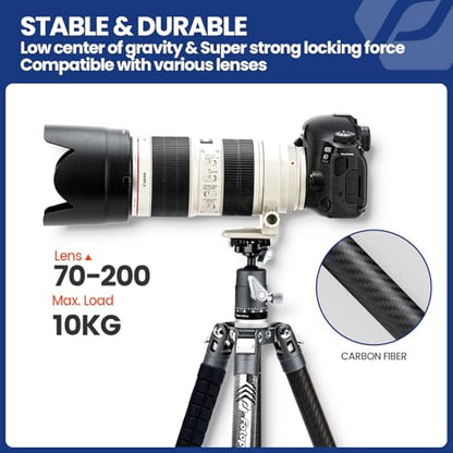 Fotopro 62 Inch Carbon Fiber Tripod for Camera Ultralight Travel Camera Tripod Max Loads Up 22lbs X-Aircross 3 Grey - color: Grey