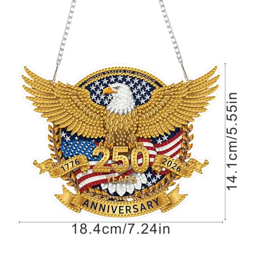 ARPADAMO Hanging Ornament Diamond Art Kits for Adults Gold Eagle 7.2x5.6in | 5D DIY Special Shaped Crystal Independence Day Patriotic Pendant Diamond Painting Kit,Window Hanging Gift for Home Garden - color: DP03977