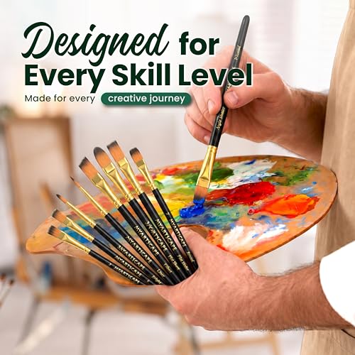 Travel Paint Brush Set - 7 Taklon Brushes with Case | Travel watercolor brushes with Taklon bristles for acrylic gouache oil painting and plein air art - size: Pocket Paint Brushes 001