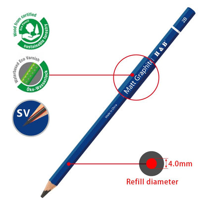 H & B Profession Sketch Pencils 9-Piece, Matte Sketch pencils, Sketch Pencil Set for Drawing, Shading, and Sketching for Beginners, Artists and professional artists - size: 9 Count (Pack of 1)