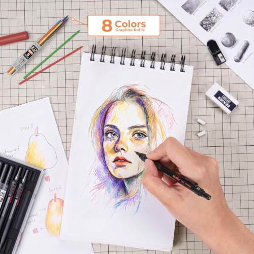 Nicpro 3 PCS Metal 2.0mm Mechanical Pencil Set with Case for Sketching - color: Black
