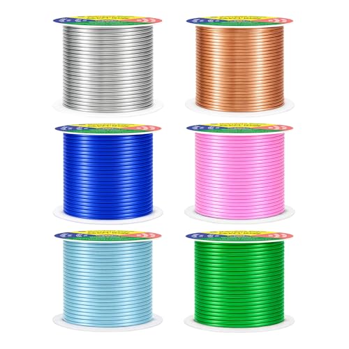 Mandala Crafts 14 GA Pink Green Blue Assorted Anodized Aluminum Craft Wire - color: Silver Copper True Blue Pink Ice Blue Kelly Green, size: 14 Gauge 55X6 Feet