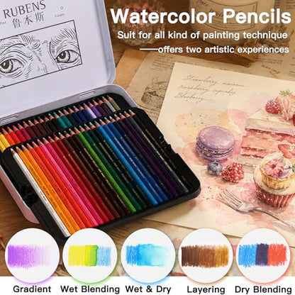 rubens 71 PCS Artist Watercolor Pencils Kit for Adult Drawing - size: 1 Count (Pack of 71)