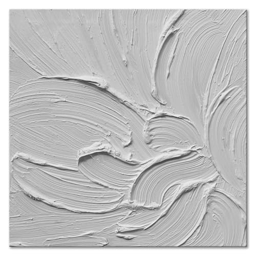 zoinart Hand Painted White Canvas Wall Art, 20x20 Inches Abstract Thick Textured Painting, Plaster Wall Art - color: BL-060
