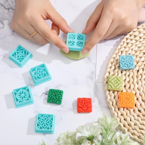 ORIGACH 12 Style Flower Tile Polymer Clay Cutters Set | Bohemian Polymer Clay Cutters Set for Earring Making - style: Flower Tile