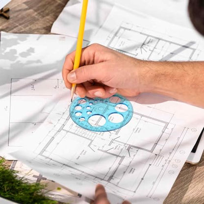 Circle Template for Drawing, Plastic Circle Stencil Geometric Circle Ruler for Drafting, Large and Small Circle Drawing Tool for School Office Supplies - color: blue