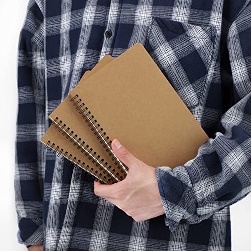 EUSOAR Hard Cover Spiral Notebook, A5 3Pack 5.5"x8.3" 120 Pages Graph Spiral Notebook Journals, Wirebound Journal Sketch Notebook for Math and Science Students Engineering Artist Drawing - color: Kraft, size: A5