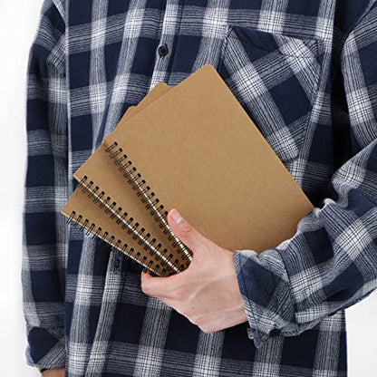 EUSOAR Hard Cover Spiral Notebook, A5 3Pack 5.5"x8.3" 120 Pages Graph Spiral Notebook Journals, Wirebound Journal Sketch Notebook for Math and Science Students Engineering Artist Drawing - color: Kraft, size: A5