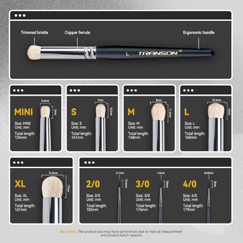 Transon 8pcs Miniature Painting Dry Brush Set with 5 Drybrushes and 3 Small Detail Brushes for Model Making and Miniature Model Painting - size: 8 PCS Dry Brush