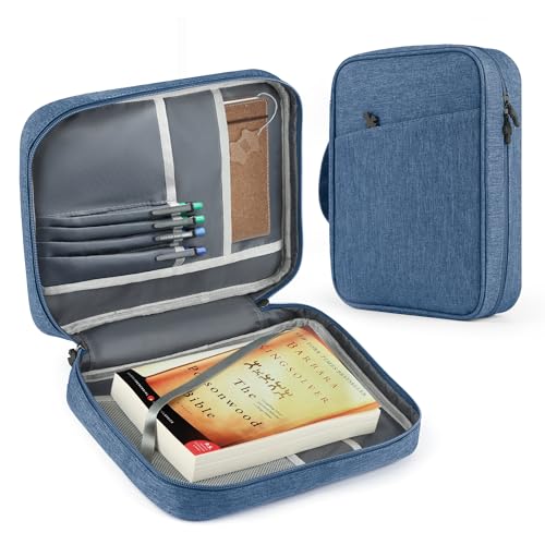 Bible Cover Bag With For Women Men Scripture Study Carrying Book Cover - color: Dark blue