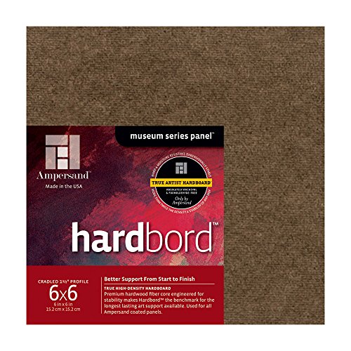 Ampersand Art Supply Hardboard Wood Painting Panel: Museum Series Hardbord, 6" x 6", 1-1/2 Inch Cradled Profile - color: 1-1/2 Inch Cradled Profile, size: 6" x 6"
