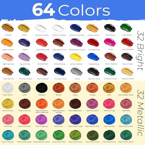 Chalkola 95 Pcs Acrylic Painting Kit for Adults Art - 64 Acrylic Paint Set | Wood Tabletop Easel, Canvas, Art Brushes, Palette, Knife - Professional Canvas Painting Supplies for Artists & Beginners - size: 95 Full Acrylic Set