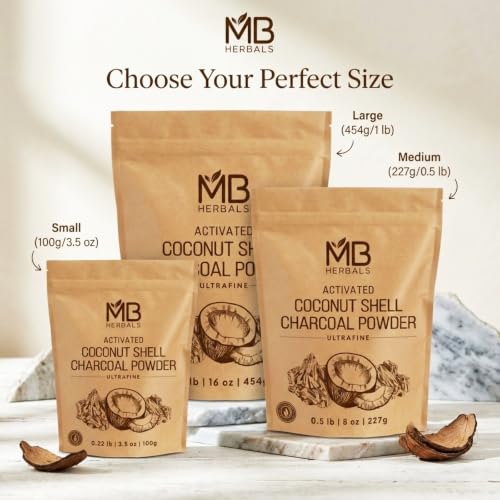 MB Herbals Activated Charcoal Powder from Coconut Shell 3.5 oz (100 Gram) For External Use Only | For ToothPowder Face Packs and Masks | Soap Making | Do not Injest