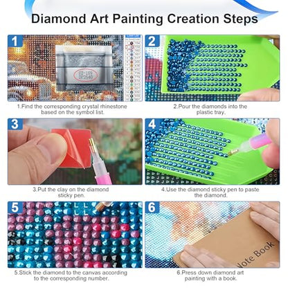 ossomo Diamond Painting Kits for Adults,Sunset Pier Full Drill Diamond Art Kits Diamond Dots Paintings for Beginners,Round 5D DIY Arts and Crafts for Home Wall Decor 12x16 inch