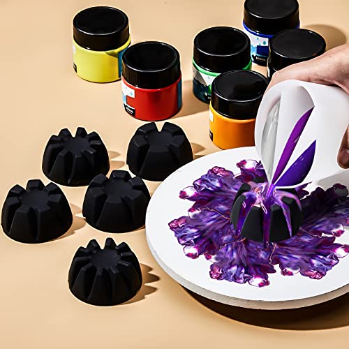 6 Pieces Flower Pour Cup for Paint Pouring 6/7/8/9/10 Slot Acrylic Paint Tools Supplies Flower Strainer for DIY and Creating Patterns Art Supplies(Black) - color: Black