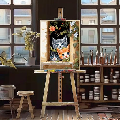 Natuyalo Painting by Numbers for Adults - Three Little Kittens Adult Paint by Number Kits for Beginners, Animals Cats DIY Art Craft Kits for Ideal Gift No Frame (16x20 Inch) - color: ART-03
