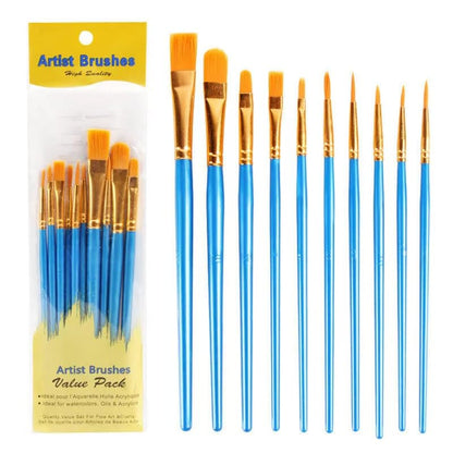 Paint Brush Set, 6 Packs / 60 pcs Watercolor Brushes Painting Brush Nylon Hair Brushes for All Purpose Oil Watercolor Painting Artist Professional Kits.