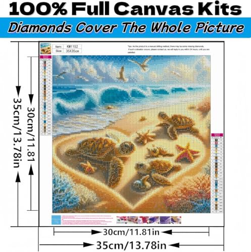 Beach Diamond Painting Kits for Adults Beginners Turtles Gem Painting - color: KM1152-1