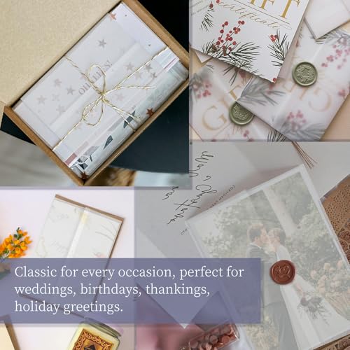 Goefun 115GSM Pre-Folded Vellum Jackets for 5x7 Invitations 50 Pack - color: white, size: 5x7-50pcs