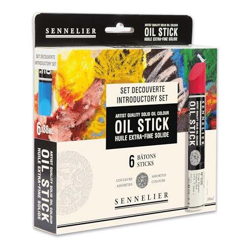 SENNELIER Oil Stick Set, Basic Introductory Colors, 6 Artist Quality Sticks, 38ml