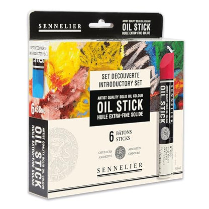 SENNELIER Oil Stick Set, Basic Introductory Colors, 6 Artist Quality Sticks, 38ml