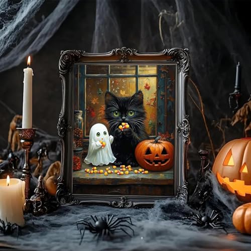 ARPADAMO Halloween Diamond Art Kits for Adults Ghost Black Cat 12x16in - color: DP04088