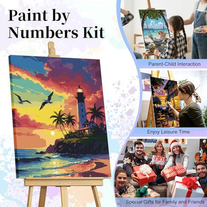Paint by Numbers Kit for Adults, Lighthouse Number Painting Canvas Kit - color: LBOPNFP3