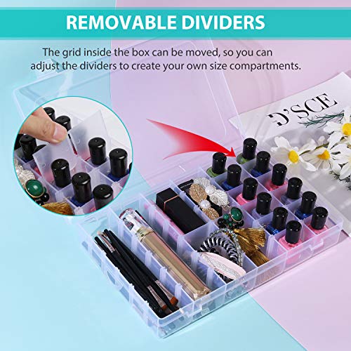 Umirokin Small Parts Organizer Box 2 Pack, 36 Grid Bead Organizer with Adjustable Dividers, Plastic Organizer Box for Screws, Jewelry Making, Craft Storage, Fishing Tackle, Clear Compartment Container - size: 36 Grids 2 Packs