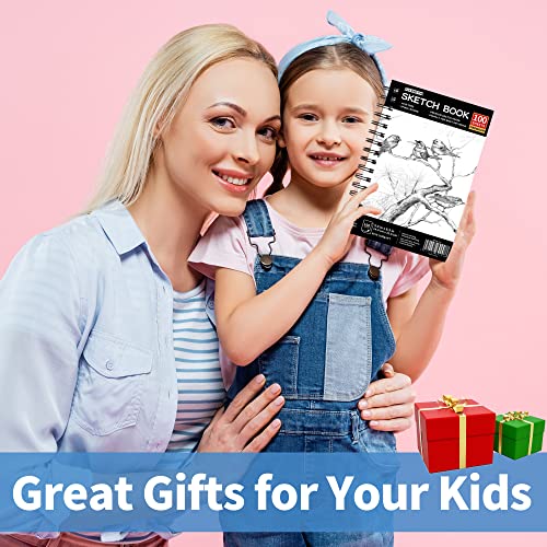 FIXSMITH 5.5"X8.5" Sketch Book, 200 Sheets(68 lb/100gsm) Sketchbook,2 Pack | Acid Free Drawing Paper | Spiral Bound Artist Sketch Pad | for Kids, Beginners, Artists & Professionals | Bright White - color: Black, size: 5.5"x8.5"-2 Pack