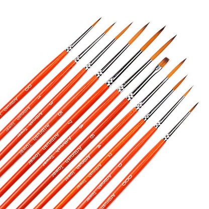 Small Enamel Paint Brushes Set - 11 Pieces Detail Painting Kit for Artists, Model, Miniature, Acrylic and Watercolor Paint Red