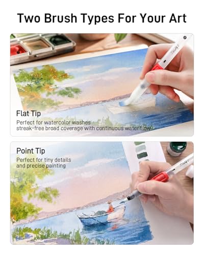 JusArt Water Brush Pens 6-Pack Leak-Proof Refillable Watercolor Pens - color: 6 Pcs Red
