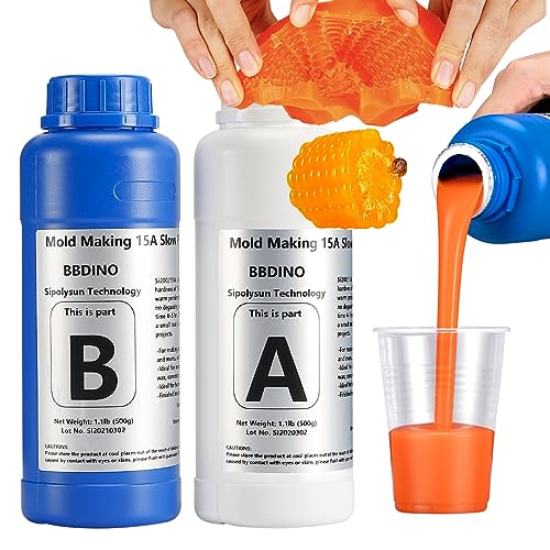 BBDINO Silicone Mold Making Kit 15A Persimmon Orange Trial 2.2 Lbs - color: 35 Oz Persimmom Orange
