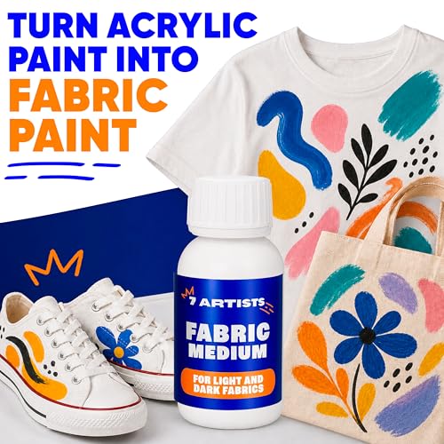 Fabric Medium for Acrylic Paint 8.45 fl oz – Turn Acrylics Into Washable Fabric Paint | Soft Flexible Matte Finish, No Cracking | Textile Medium for T-Shirts, Denim, Shoes & Tote Bags - color: Fabric Medium 8.45 fl. oz