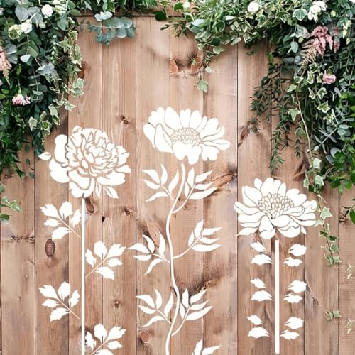 8 Pcs Large Flower Stencils for Painting, 2.9 X 5.9 Inch Flower Stencils for Crafts Reusable, Wood and Wall Stencils for Painting Large Pattern, DIY Templates Holiday Wall Paper (G) - style: G