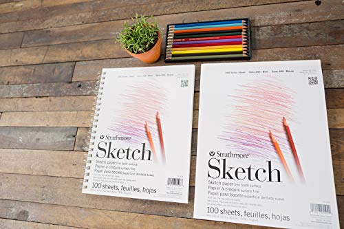 Strathmore 200 Series Tape Bound Sketch Pad, 50 lb. Sketch Paper, 9 X 12 inches, White, 100 Sheets (25-509) - size: 9x12