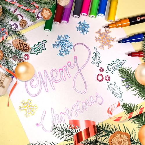 Artecho 12 Colors Self-Outline Metallic Markers | Professional Double Line, Shimmer Pens, Calligraphy, Illustration & Artist-Grade DIY Crafts