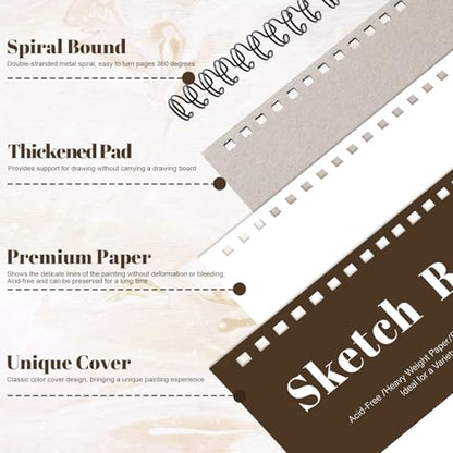 4 Pack Sketch Books 9 × 12 in, Top Spiral, 30 Sheets Each, Drawing Pad - color: Tan, size: 9 × 12Inch（4 Pack）